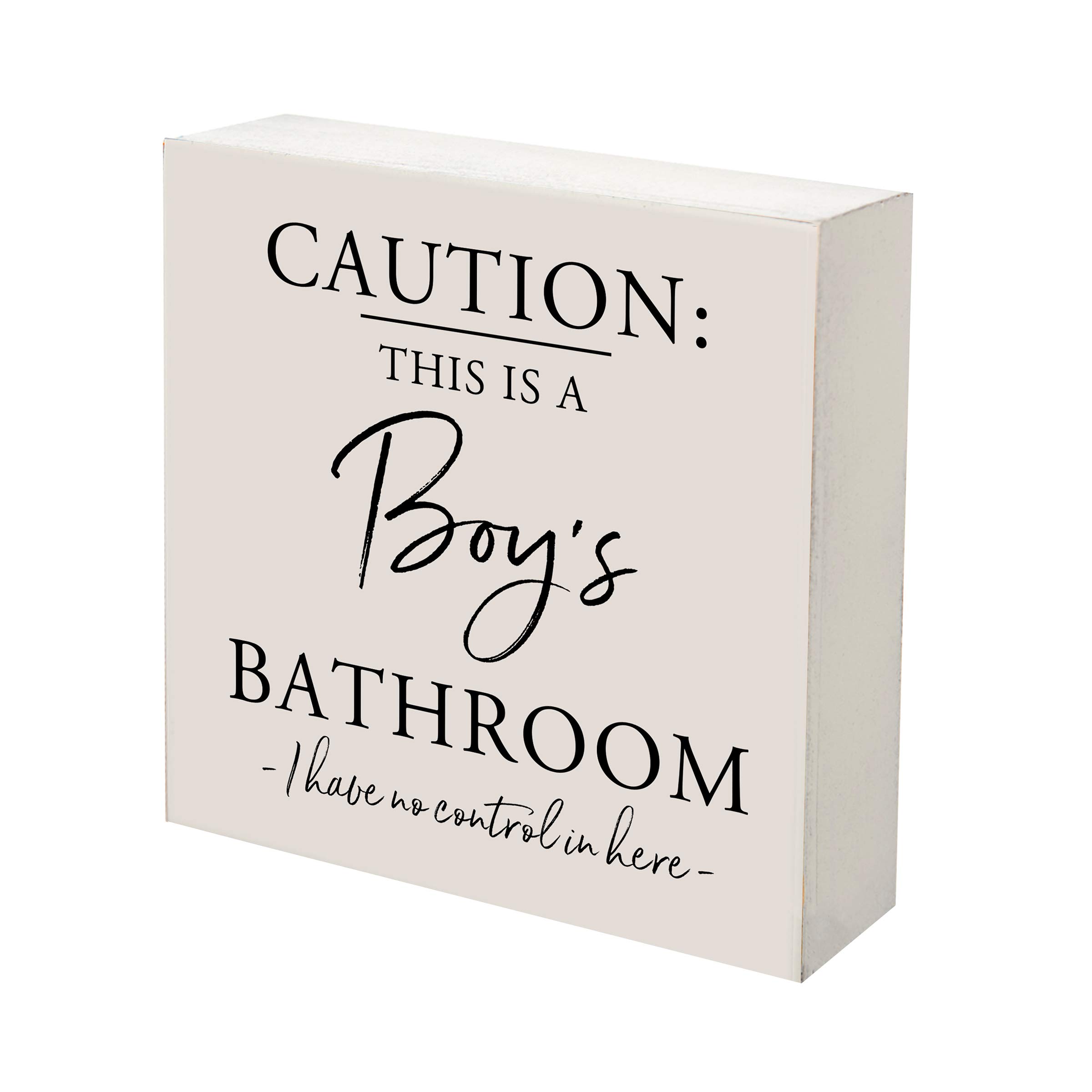 LifeSong Milestones Farmhouse Bathroom Sign - Rustic Wooden Box Wall Decor with Funny Quotes for Men & Women - Modern Bathroom Art Hanging Decor for Boys/Girls Bathroom (White) - Perfect for Farmhouse Style Bathrooms, Guest Rooms & Powder Rooms