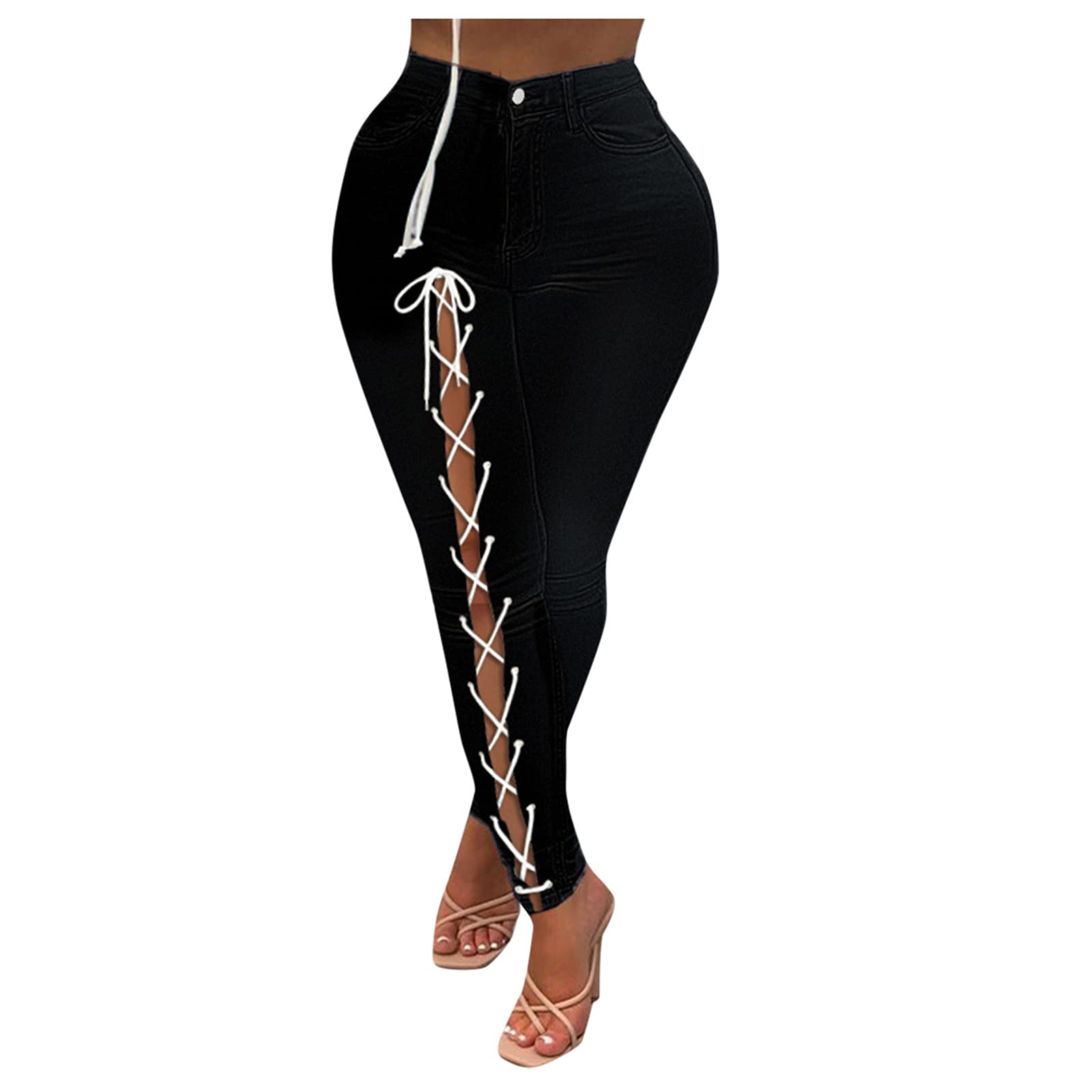 Kingsir Women's High Waisted Ripped Skinny Jeans - Stretch Distressed Denim Pants with Holes - Size 10/12 - Trendy Casual & Streetwear Fashion - Perfect for Everyday Wear, Date Night, Weekend Outings, Street Style, Instagram Outfits, Coffee Dates, Shopping Trips and Music Festivals | Great for Fall Layering, Urban Fashion Looks, Social Media Photo Shoots, Office Casual, Brunch with Friends, and Travel Outfits