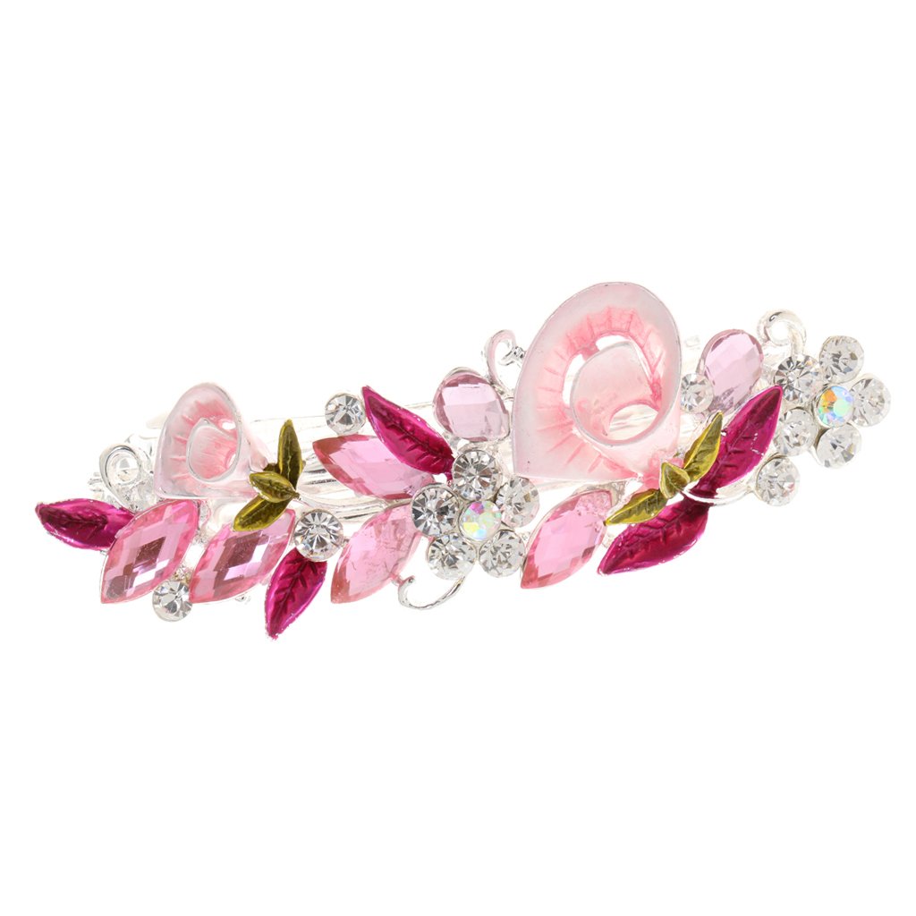 F Fityle French Barrette Hair Clip - Elegant Metal Hair Accessories for Women, Pink, 3.74 Inch - Perfect for Weddings, Parties & Everyday Styling