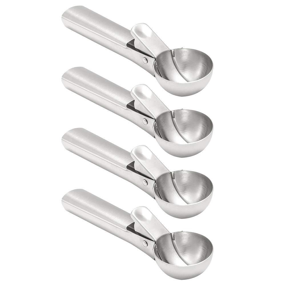 DOITOOL 4-Piece Stainless Steel Ice Cream Scoop Set - Professional Ice Cream & Fruit Scooper for Home, Kitchen, Restaurants - Perfect for Serving Gelato, Sorbet, and Fresh Fruits