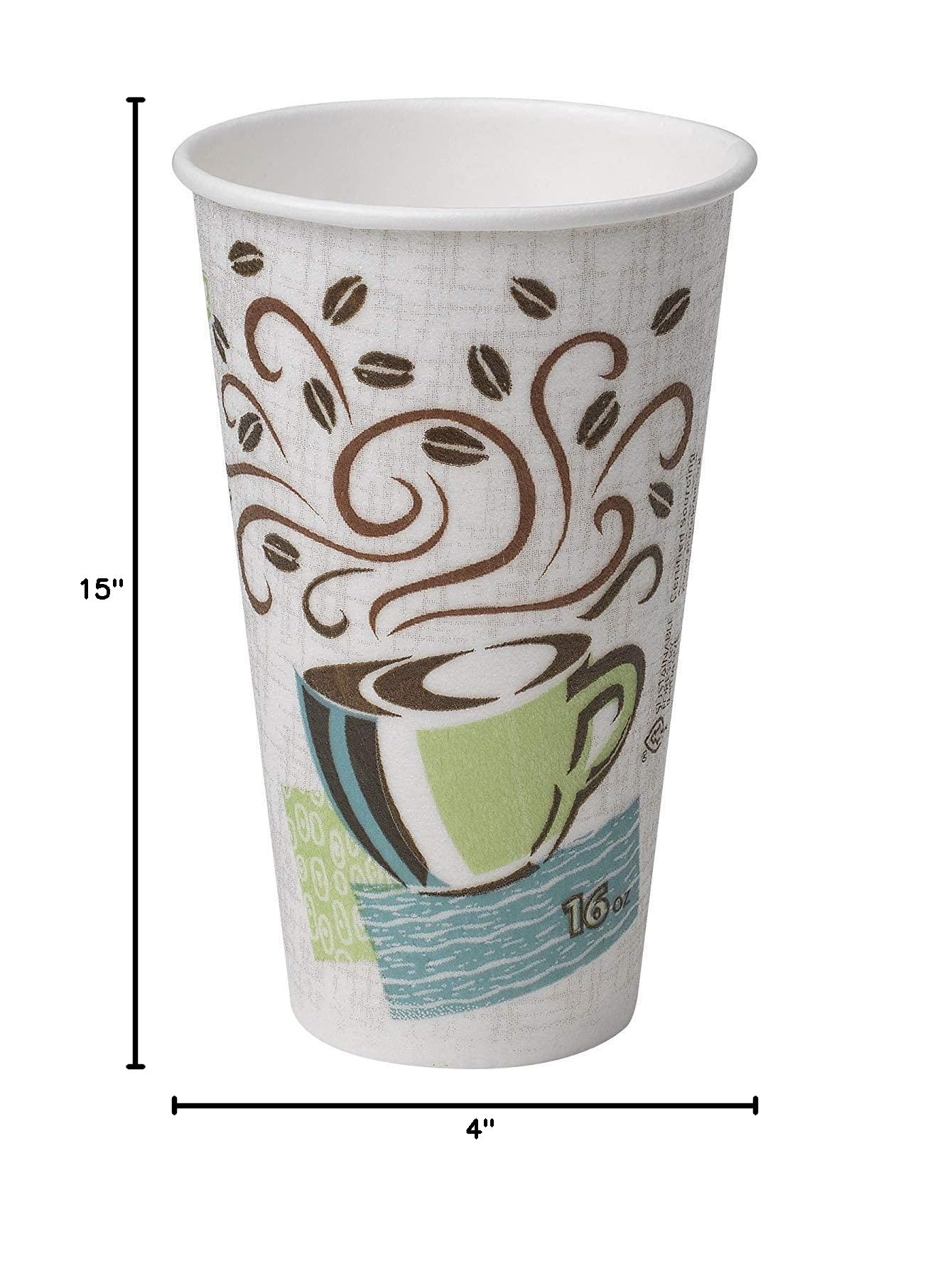 Dixie PerfecTouch WiseSize 16oz Insulated Coffee Paper Cups with Lids - 50 Pack (50 Cups & 50 Lids) - Hot & Cold Beverage Solution for Office, Cafe, and Home Use