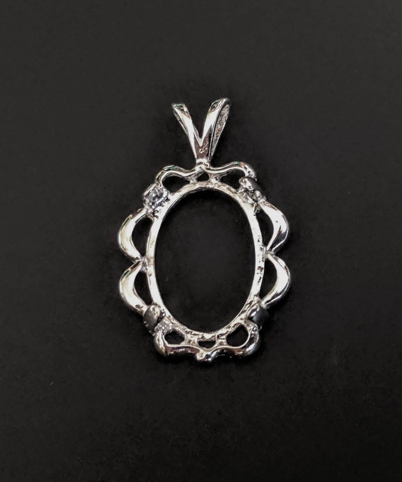 Premium 18x13mm (40x30mm) Oval Cabochon Pendant Setting - Solid Sterling Silver or 14K Gold - Handcrafted in USA - Perfect for Jewelry Making, DIY Necklaces & Gemstone Settings