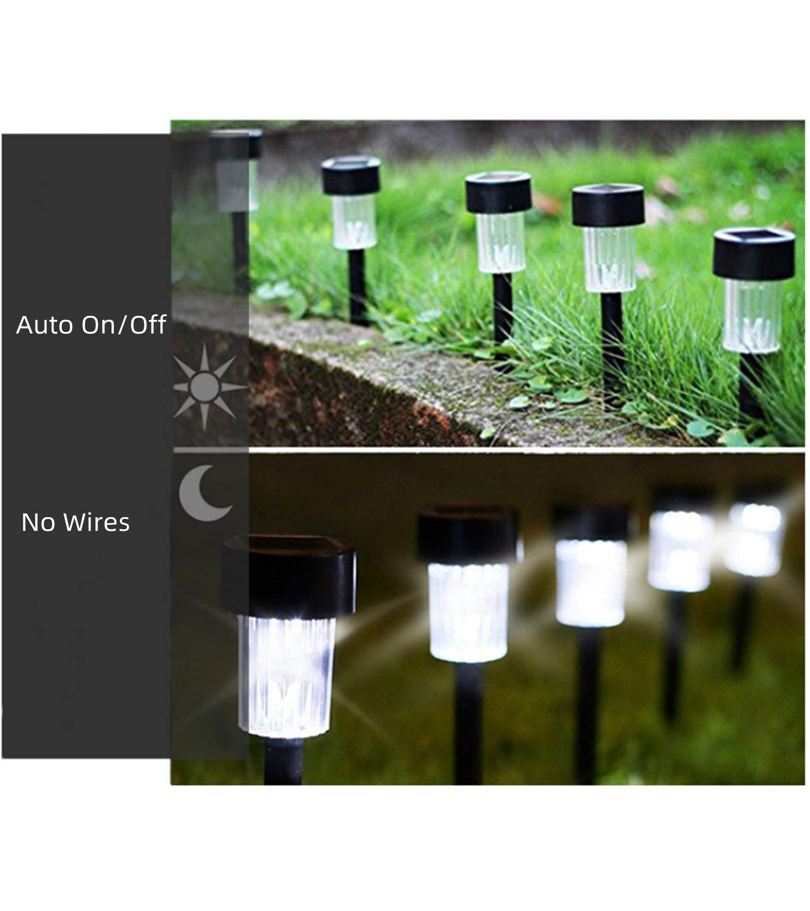 12-Pack White LED Solar Garden Lights - Waterproof Outdoor Landscape Lighting for Lawn, Patio, Pathway & Yard Decoration (Solar Powered, Dusk to Dawn) - Perfect for Backyard, Garden, Walkway & Landscape Illumination