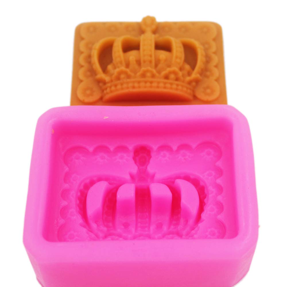 Longzang Crown Silicone Soap Molds for DIY Handmade Soap Making - 6 Cavity Reusable Soap Molds for Bath, Wedding Favors, and Home Decor Crafts