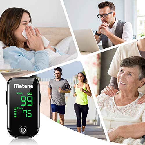 Metene Fingertip Pulse Oximeter - Accurate Blood Oxygen Saturation (SpO2) and Heart Rate Monitor - Portable Oxygen Meter for Home Use, Travel, Sports & Health Monitoring