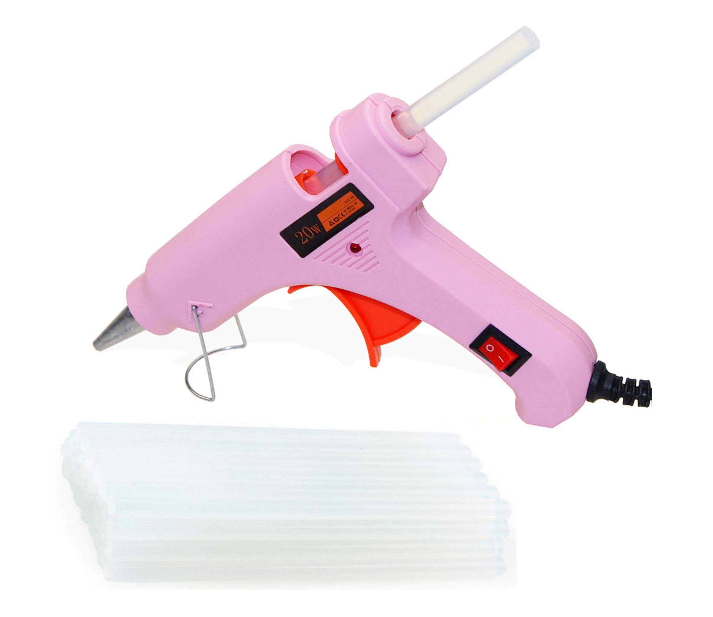FADMAN 7mm Hot Glue Gun Kit with 28 Glue Sticks - 20W Mini Pink Glue Gun for DIY Crafts, Home Repairs & School Projects (On/Off Switch & Indicator Light) - Perfect for Scrapbooking, Jewelry Making & Woodworking