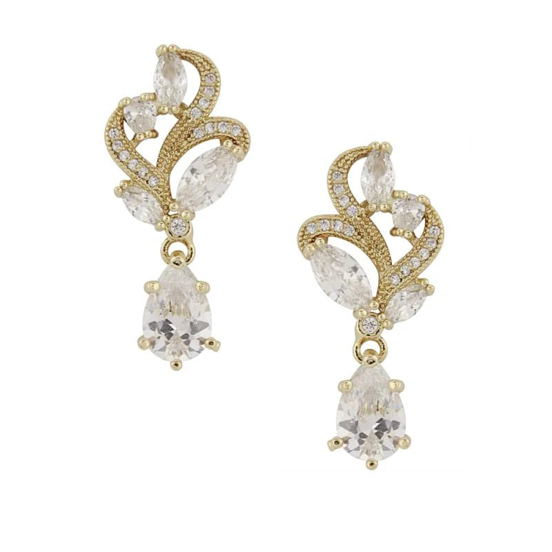 Elegant Crystal Earrings for Women - 14K Gold & Rose Gold Plated Bridal Jewelry - Perfect for Weddings, Parties & Special Occasions