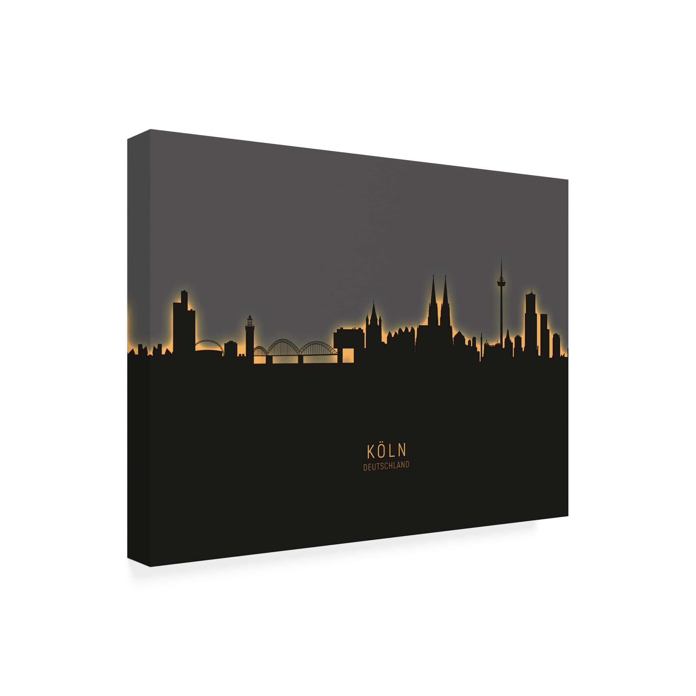 Michael Tompsett 'Cologne Germany Skyline Glow II' Canvas Wall Art Print - Modern Cityscape Painting for Living Room, Office & Home Decor