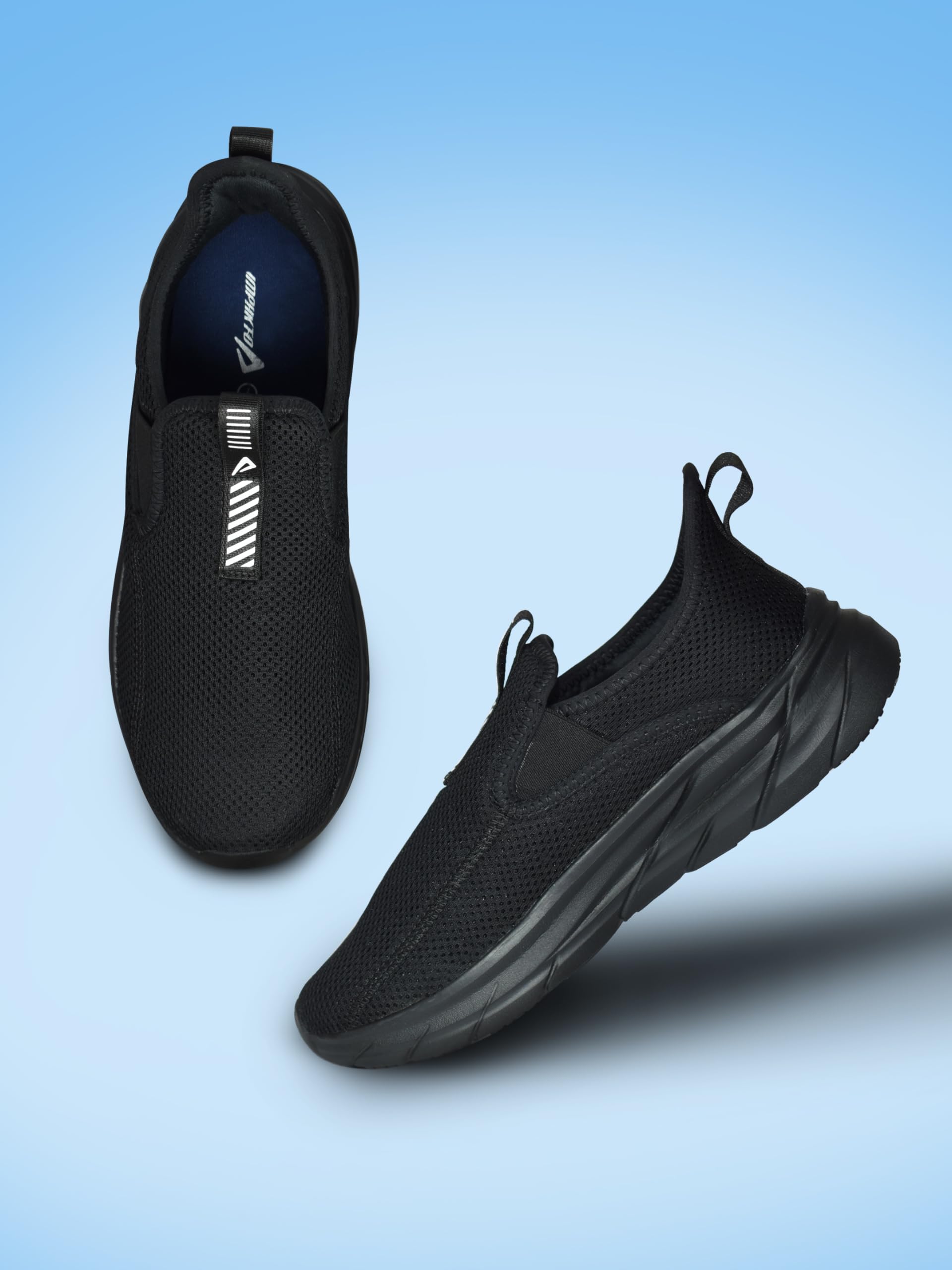 Impakto Men's Black Walking Shoes - Comfortable & Lightweight for Walking, Running & Daily Use