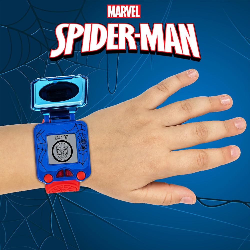 Accutime Marvel Spider-Man Digital Watch for Kids - Educational Learning Watch with Timer, Stopwatch, Alarm & Games - Red Strap for Boys & Girls Ages 3+ | Perfect for School, Playtime & Superhero Adventures