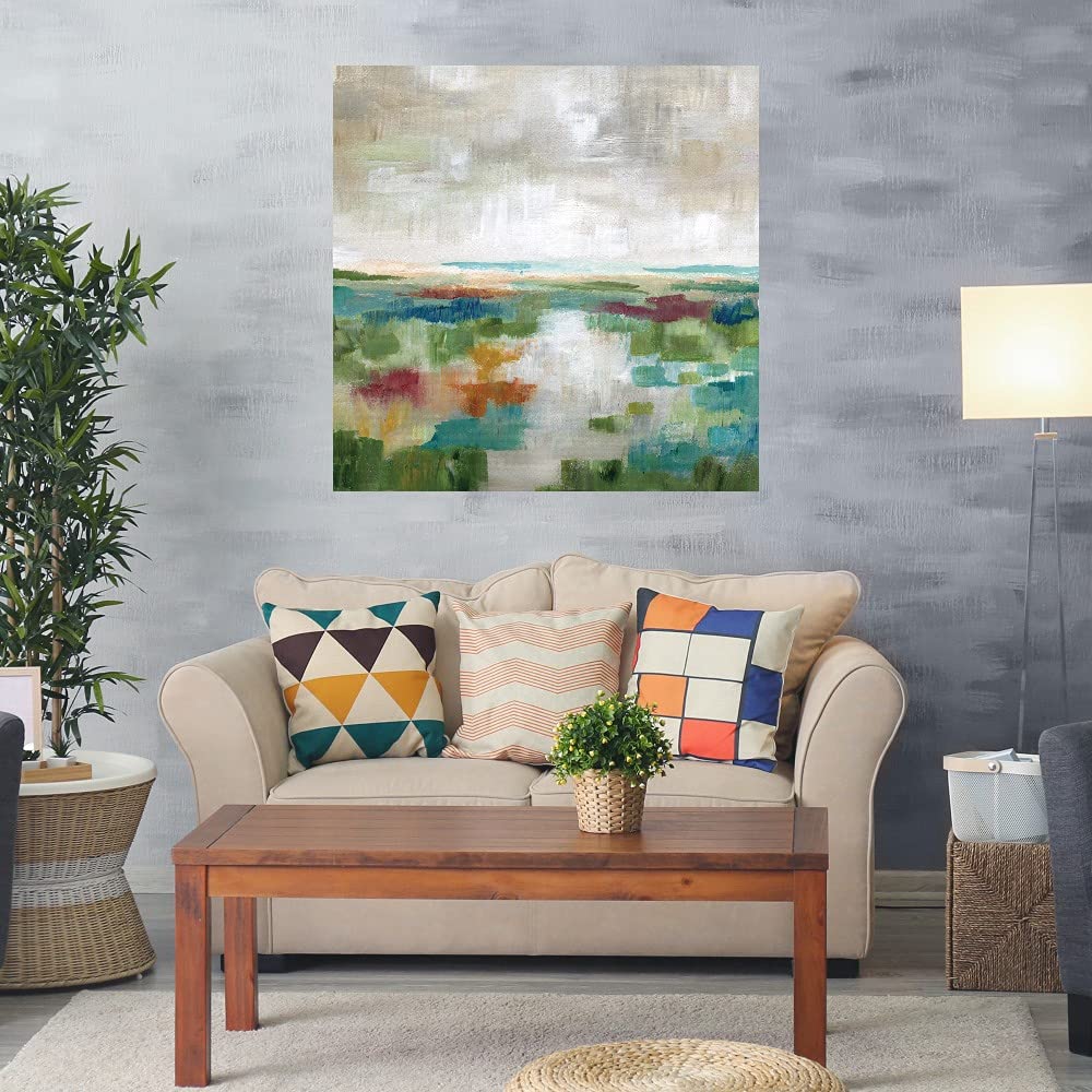 Vibrant Valley Fine Art Canvas Wall Decor - 22x22 Inch Ready to Hang Painting for Living Room, Bedroom, Office - Modern Landscape Artwork by Artist Nan - Perfect for Home Decor, Housewarming Gift & Interior Design
