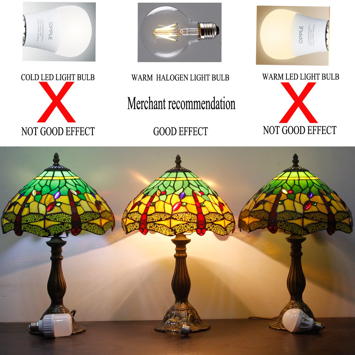 WERFACTORY Tiffany Style Dragonfly Table Lamp - 12x12x18 Inch Stained Glass Bedside Light in Green & Yellow (S009G Series) - Perfect for Bedroom, Living Room, Home Office Decor & Reading