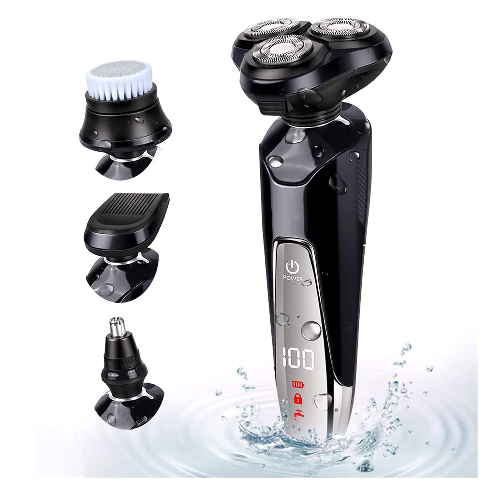 Best Electric Shavers for Men - Wet & Dry Rechargeable Waterproof Razor with 4D Rotary Blades, Intelligent Digital Display & USB Charging | Perfect for Travel, Gym & Daily Shaving at Home