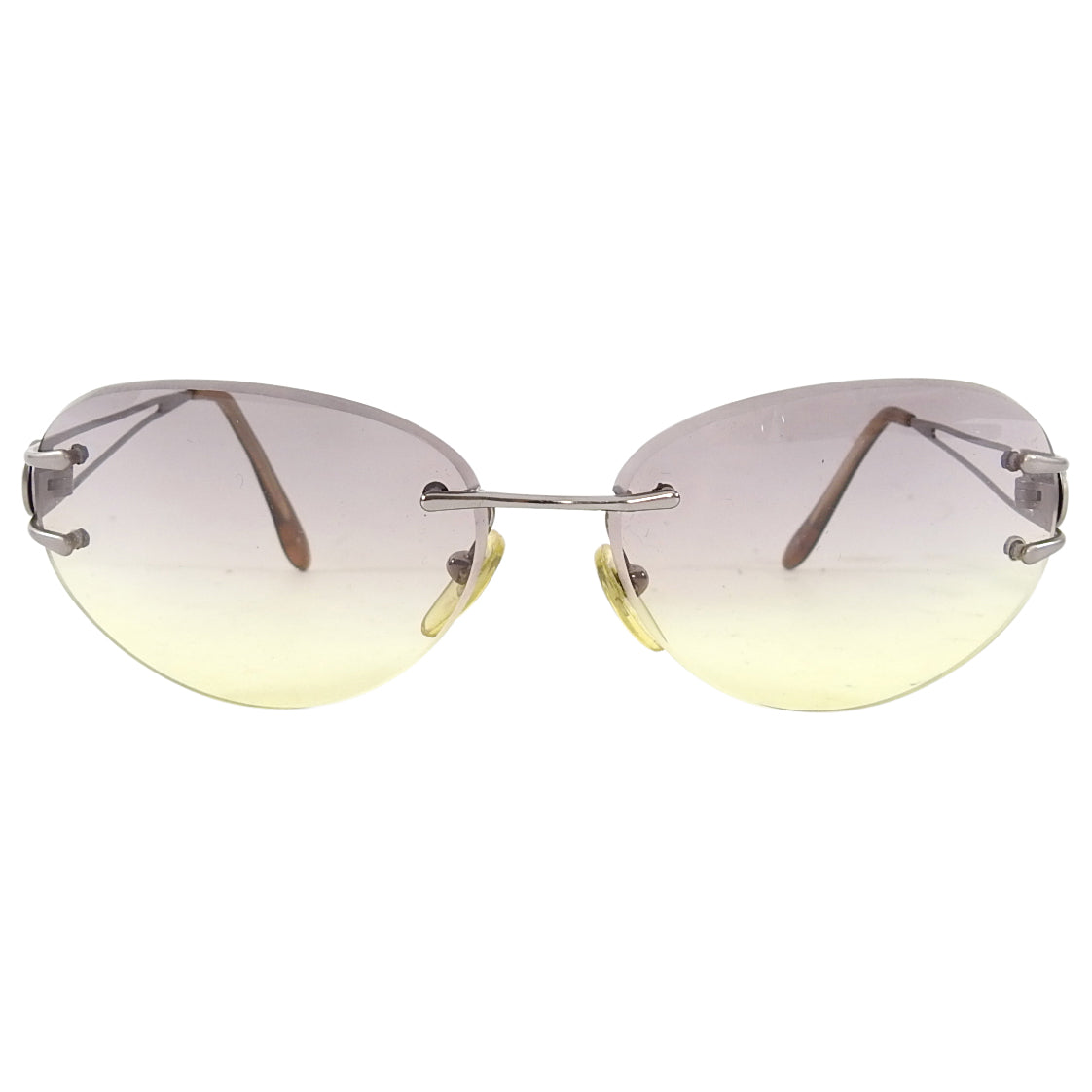 Bulgari Oval Grey to Yellow Gradient Frameless Sunglasses for Women - Luxury Designer Shades for Summer & Beach - UV Protection Fashion Sunglasses for Outdoor Activities