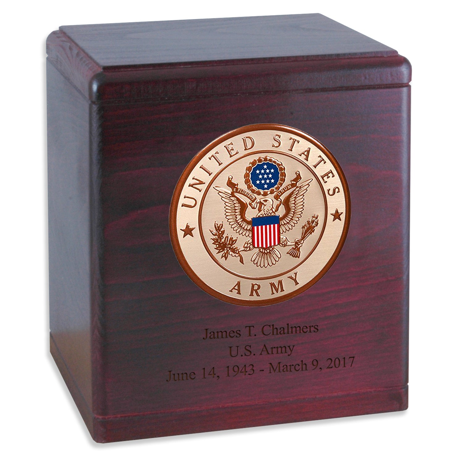 Handcrafted Solid Wood Military Cremation Urn - Made in USA - Honoring Veterans with Dignity | Perfect for Memorial Services & Home Display