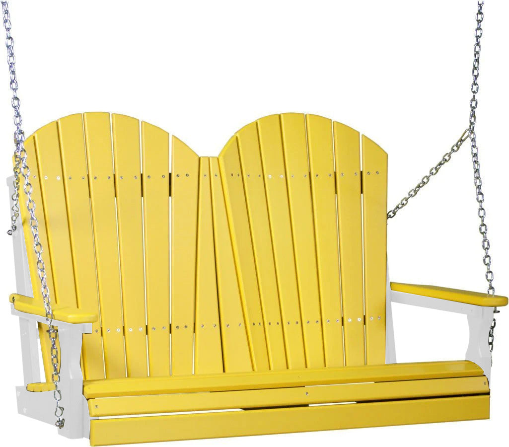LuxCraft Yellow Adirondack 4ft Recycled Plastic Porch Swing - Outdoor Patio Furniture for Garden, Deck & Backyard Relaxation