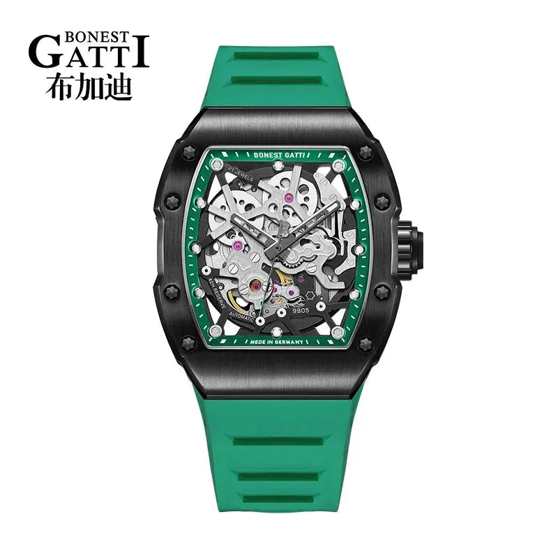 BONEST GATTI Phantom Series Skeleton Men's Watch - Luxury Automatic Mechanical Waterproof Wristwatch for Men | Perfect for Business, Formal Events & Everyday Wear