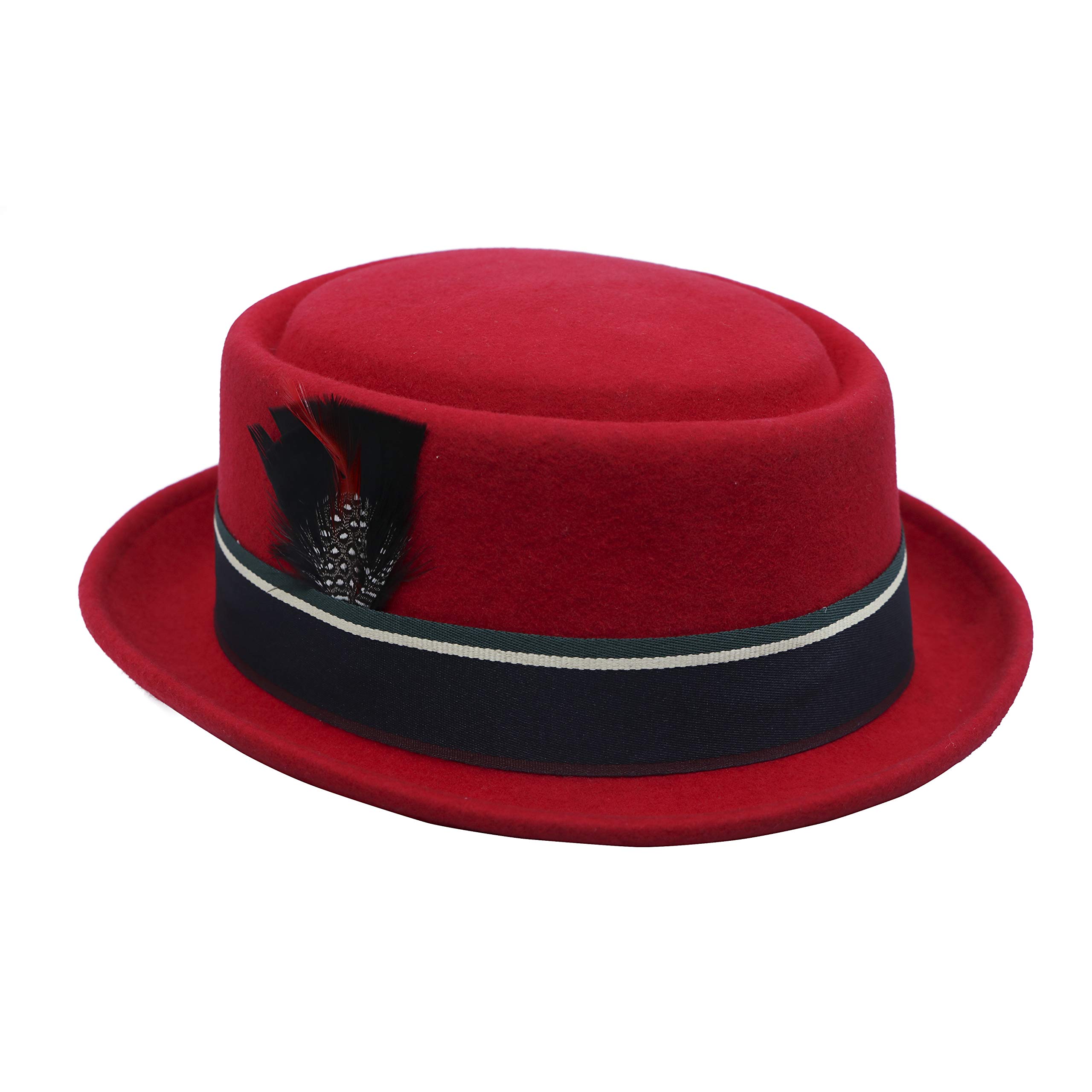 Stylish Red Wool Felt Fedora Hat for Men & Women - Classic Vintage Fashion Accessory for Outdoor Events, Weddings, and Daily Wear