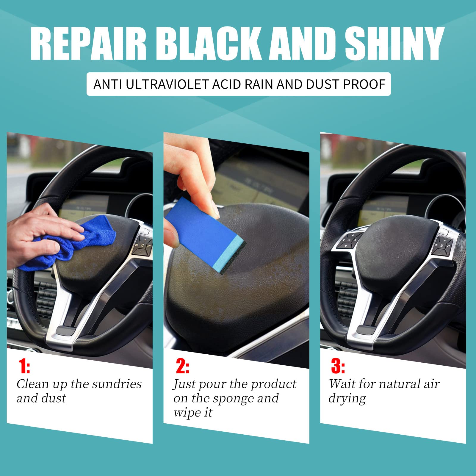 Ouhoe Ultimate Nano Plastic Restorer Kit (30ML-3PCS) - Car Dashboard & Trim Revitalizer, Plastic Refinishing Agent for Interior/Exterior Restoration - Perfect for Scratches, Fading & Oxidation Repair on Vehicles, Boats & Motorcycles