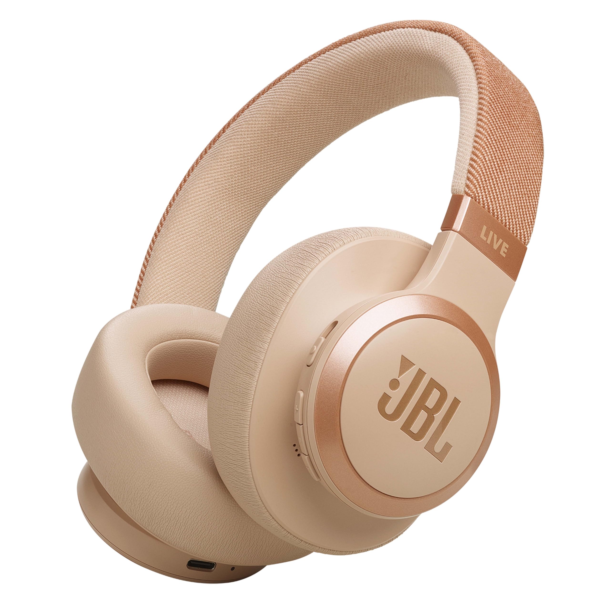 JBL Live 770 NC Wireless Over-Ear Headphones with Active Noise Cancelling, 65-Hour Battery Life, Bluetooth 5.0, Built-in Mic - Sandstone | Perfect for Travel, Work & Home Entertainment