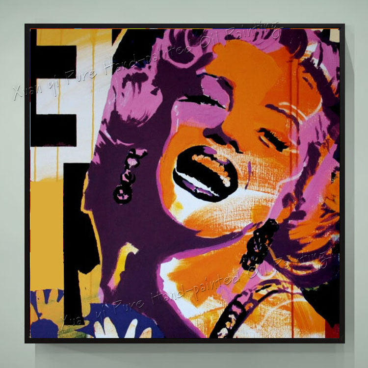 Hand Painted Marilyn Monroe Pop Art Oil Painting on Canvas - Modern Home Wall Decor for Living Room, Bedroom & Office - Perfect for Art Lovers & Interior Design
