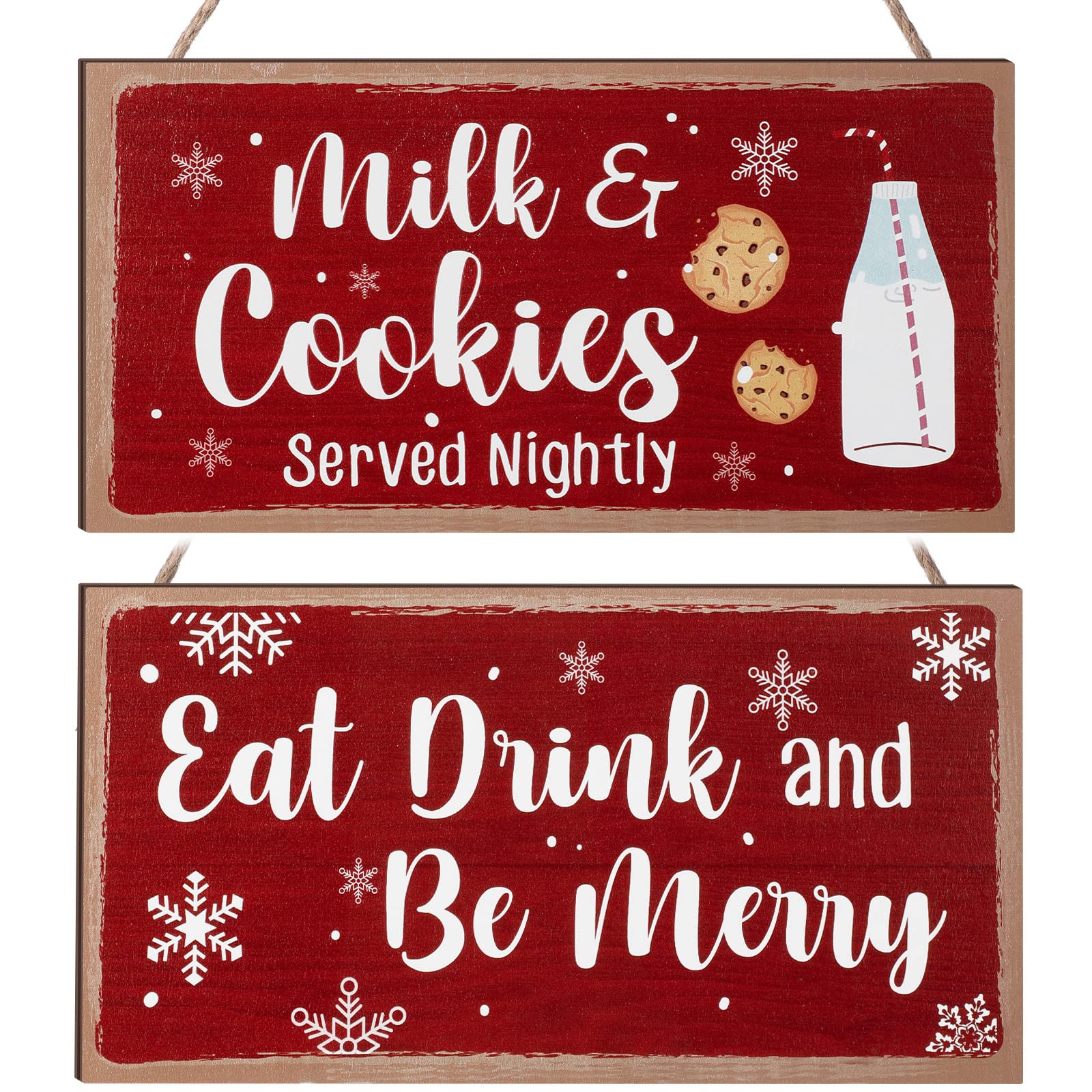 Blulu Christmas Hanging Wooden Sign - Eat Drink & Be Merry Rustic Wall Decor for Kitchen, Coffee Bar, Indoor Outdoor Holiday Decorations | Perfect for Christmas Party, Home Decor, Gift Giving