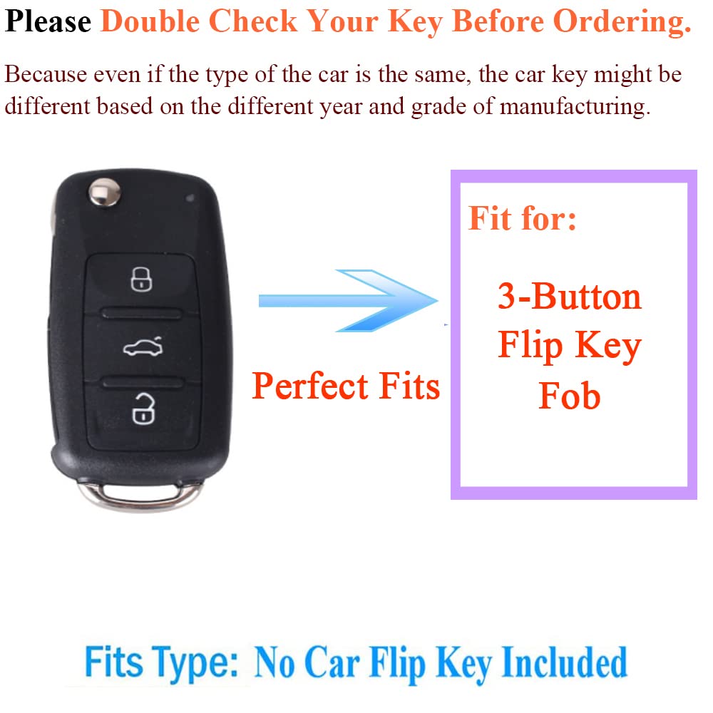 SANRILY 1-Piece Keyless Entry Key Fob Cover for Volkswagen VW Tiguan Jetta MK1-MK6 Passat Golf GTI Beetle - Durable Metal Leather Key Case Shell with Keychain (Black) - Perfect Car Accessory for Protection & Style