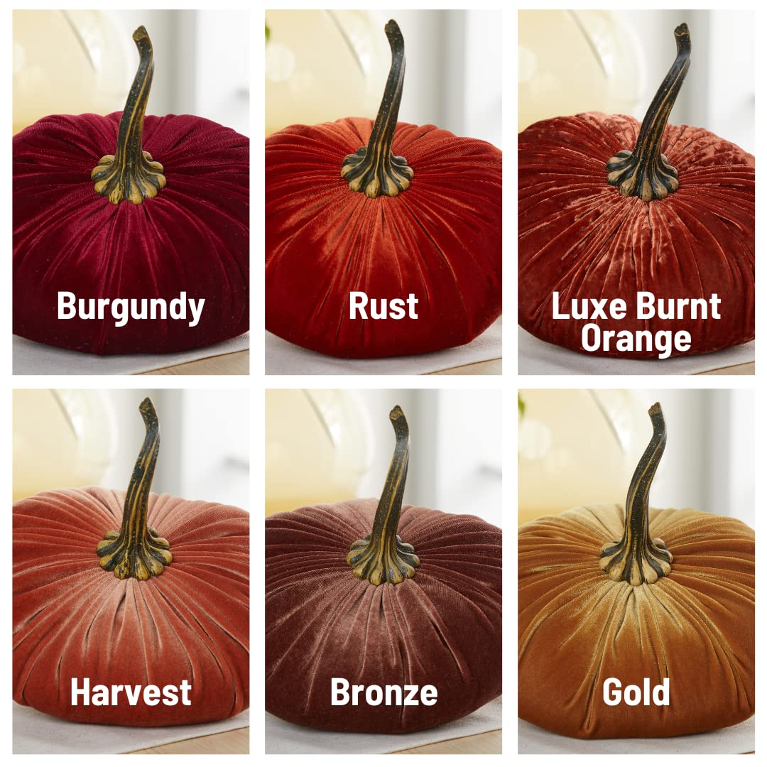 12 Pack 9 Inch Velvet Pumpkins - Bulk Wholesale Fall Home Decor, Handmade Autumn Decorations for Thanksgiving, Table Centerpiece, Mantel Display, and Seasonal Home Styling
