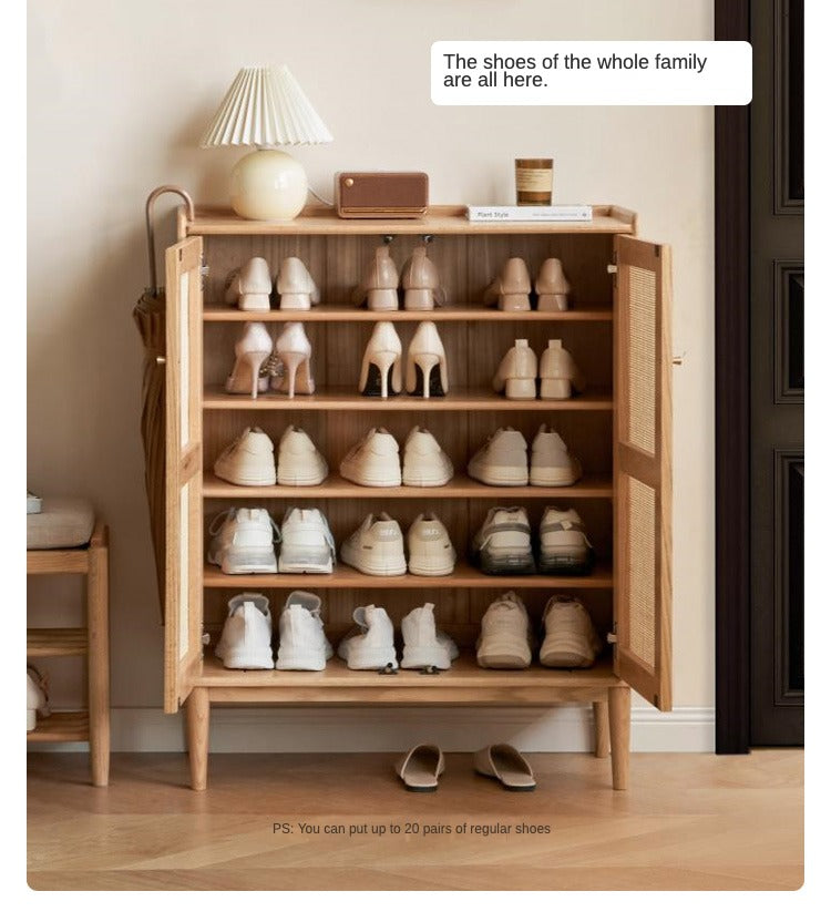 Premium Solid Wood Shoe Cabinet - Oak, Black Walnut & Cherry Wood Storage Organizer for Entryway, Hallway, or Closet - Durable Shoe Rack for Home & Office Organization