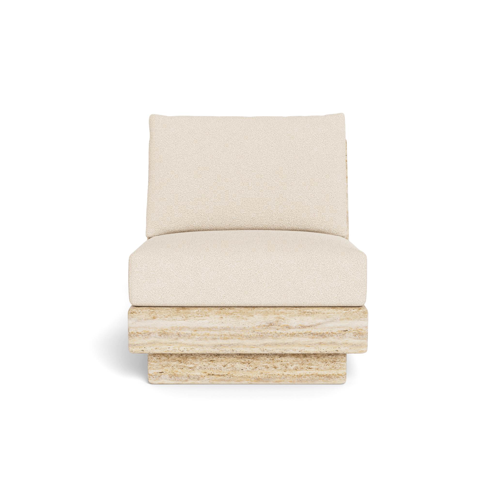 Tulum Travertine Armless Lounge Chair - Modern Outdoor Patio Furniture for Poolside, Garden, and Relaxation