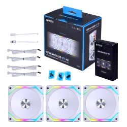 Lian Li UNI FAN SL120 V2 120mm RGB PWM PC Case Fans - 3 Pack with Controller (Black/White) - Perfect for Gaming PC Builds, Custom Water Cooling & High-Airflow Computer Cases