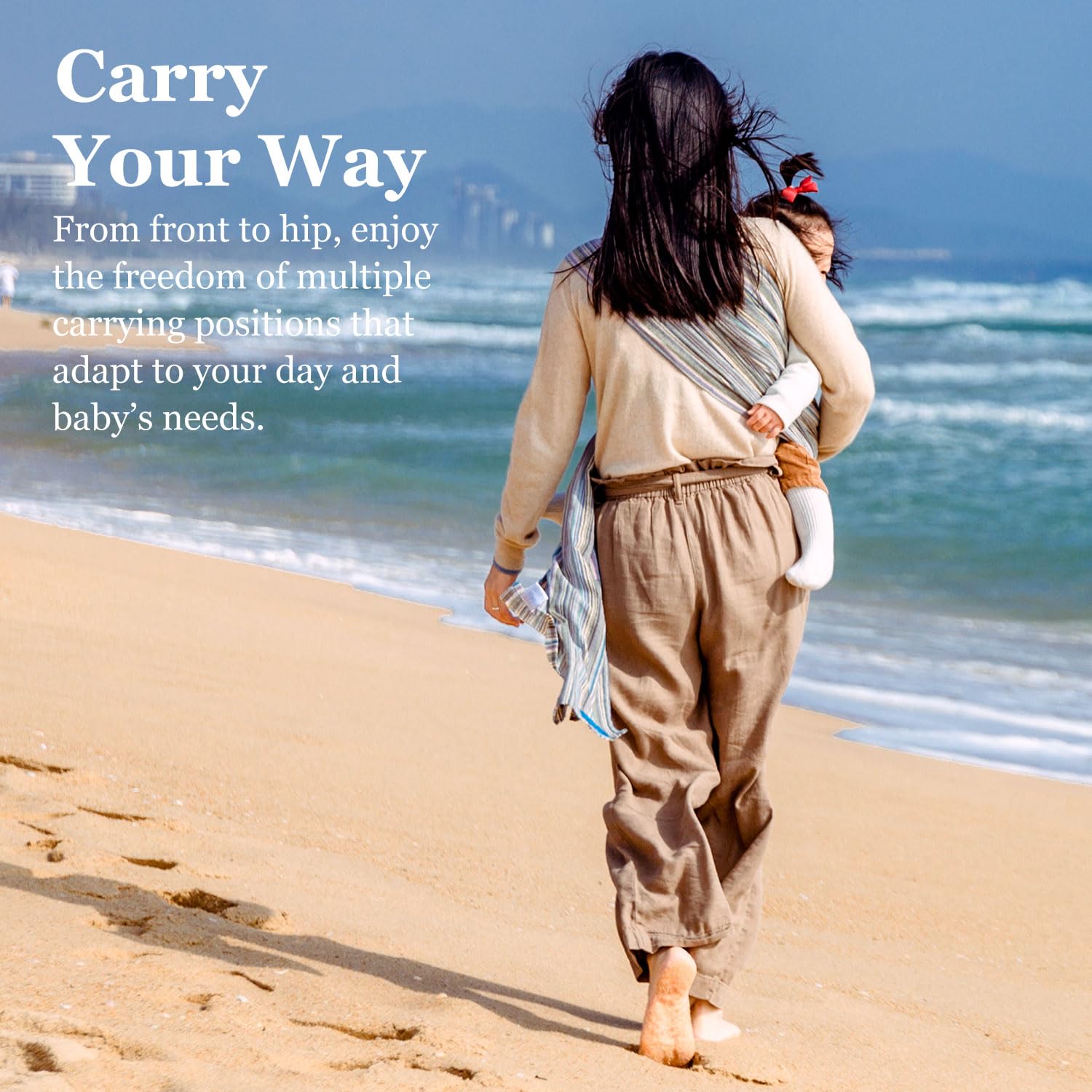 Vlokup Soft Lightweight Cotton Baby Sling Carrier Wrap - Adjustable Ring Sling for Newborns, Infants & Toddlers (0-24 Months) - Breathable Nursing Cover & Hands-Free Babywearing Solution - Perfect Baby Shower Gift & Daily Use for Parents On-The-Go