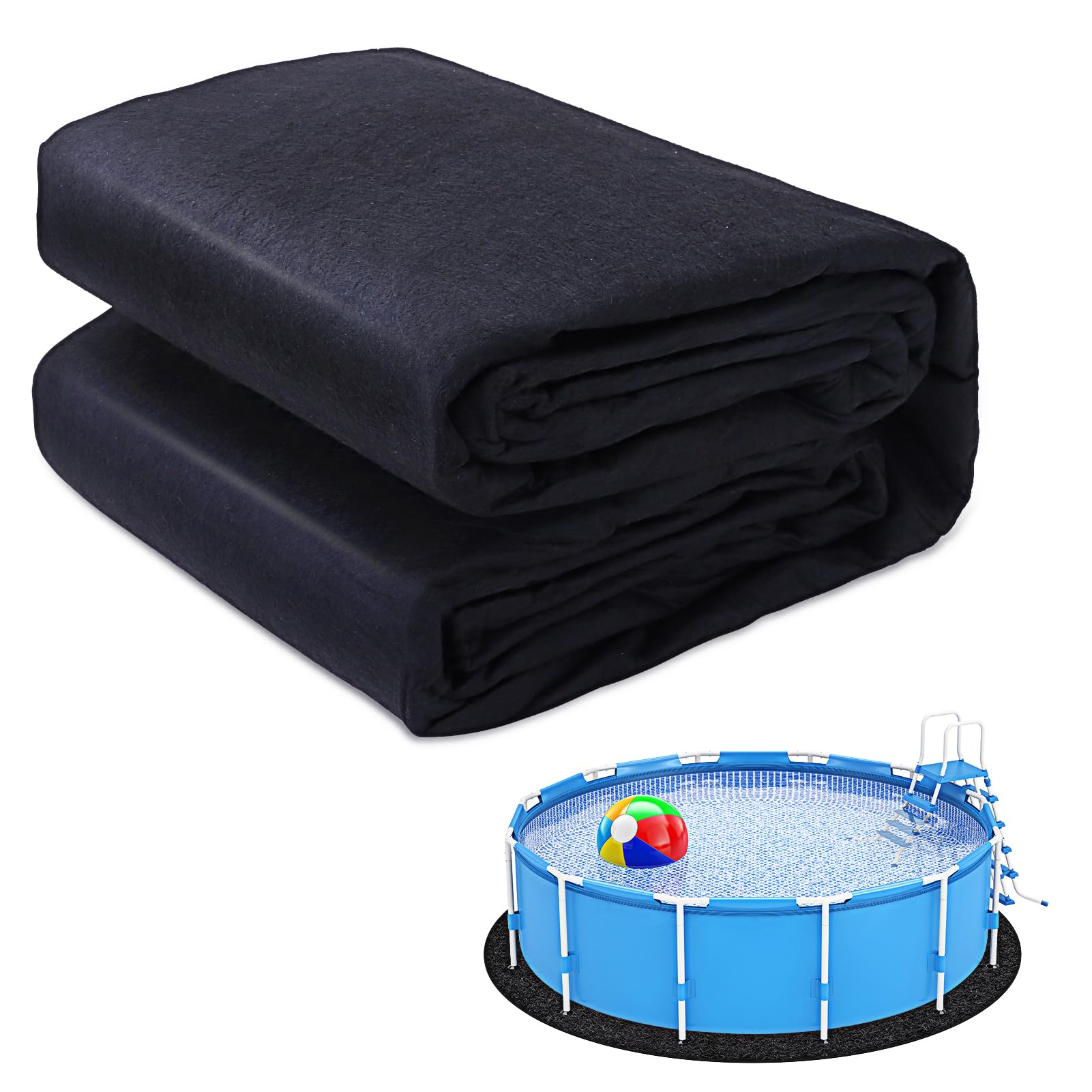 15FT Round Above Ground Pool Pad - Durable Geotextile Under Pool Mat for Puncture Protection | Extends Inflatable Pool & Hot Tub Liner Life | Perfect for Backyard, Patio & Outdoor Swimming Areas