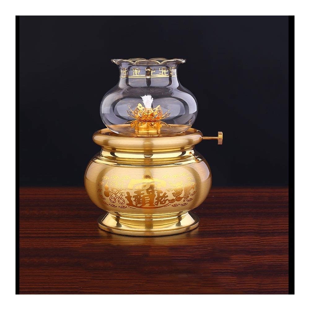 LLNN Tibetan Style Brass Butter Lamp - Buddhist Altar Supplies, Feng Shui Home Decor, Spiritual Offering (18.5x15cm) for Meditation Rooms & Sacred Spaces