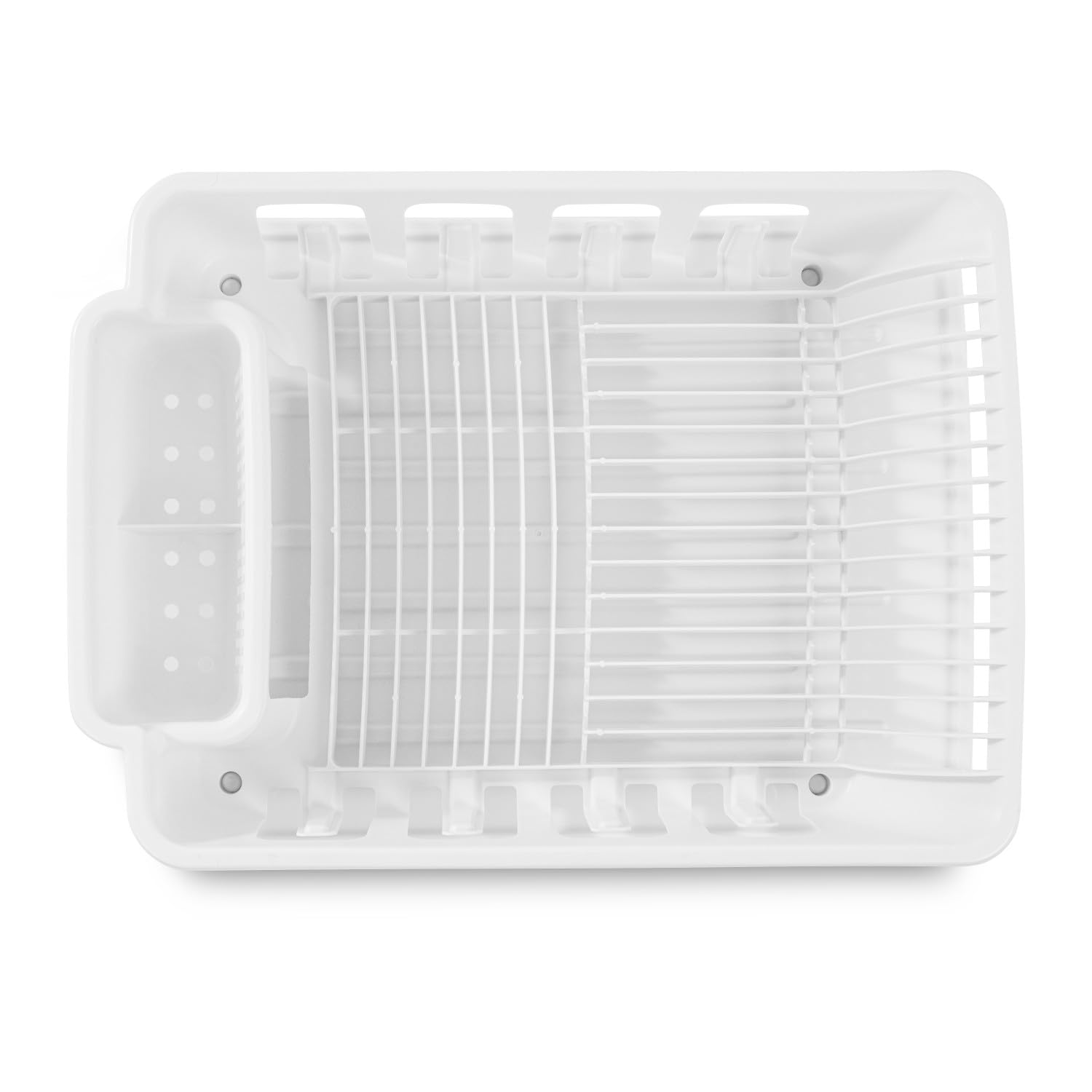 Sterilite Large 2-Piece Sink Set with Drainboard - White Kitchen Dish Drying Rack for Plates, Cups & Silverware (6-Pack) - Perfect for Small Kitchens, Camping & RVs