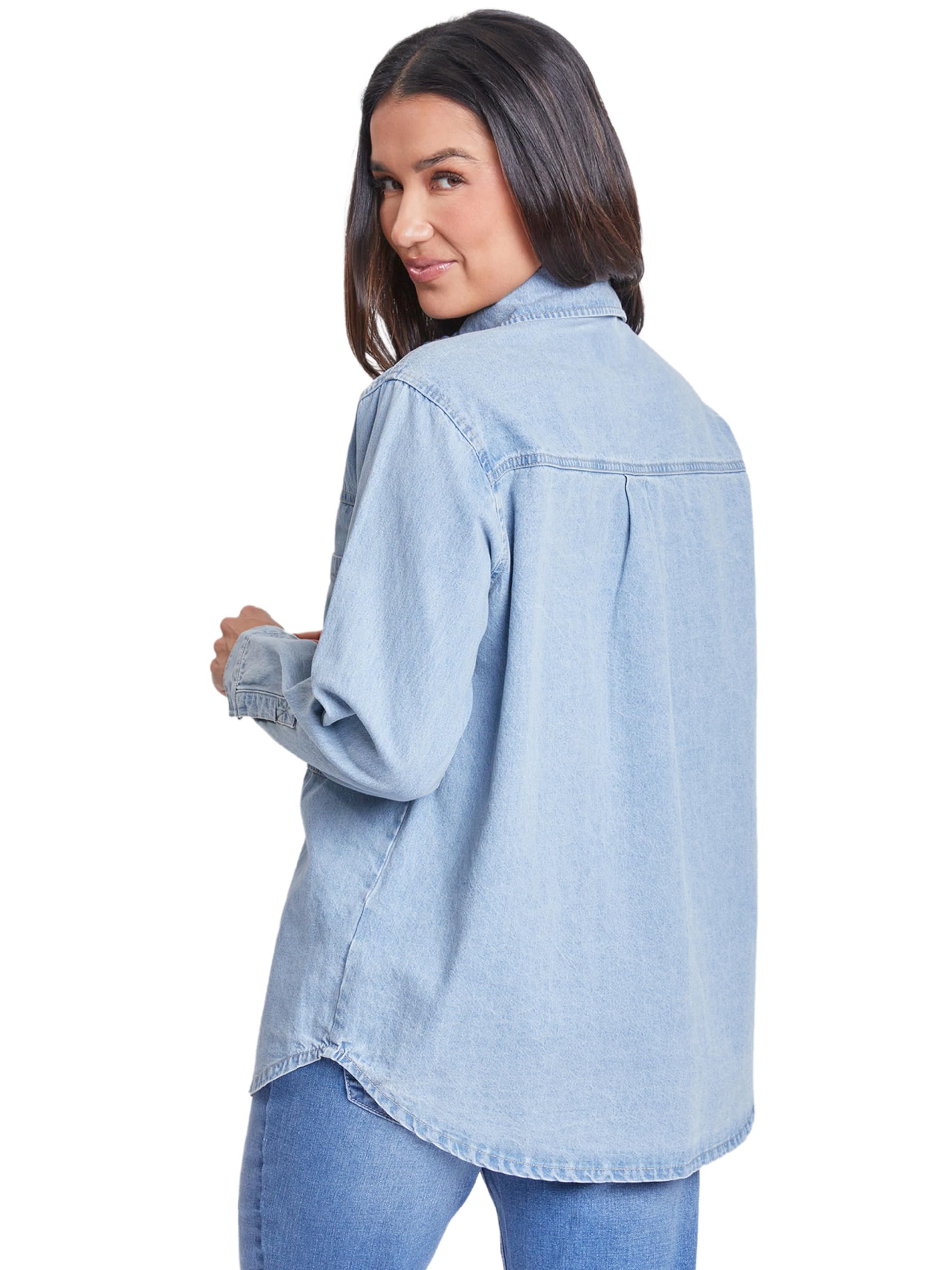 Royalty For Me Women's Ymi Jeans Oversized Shacket with Front Patch Pockets - Stylish Casual Jacket for Women, Perfect for Fall Layering & Everyday Outfits