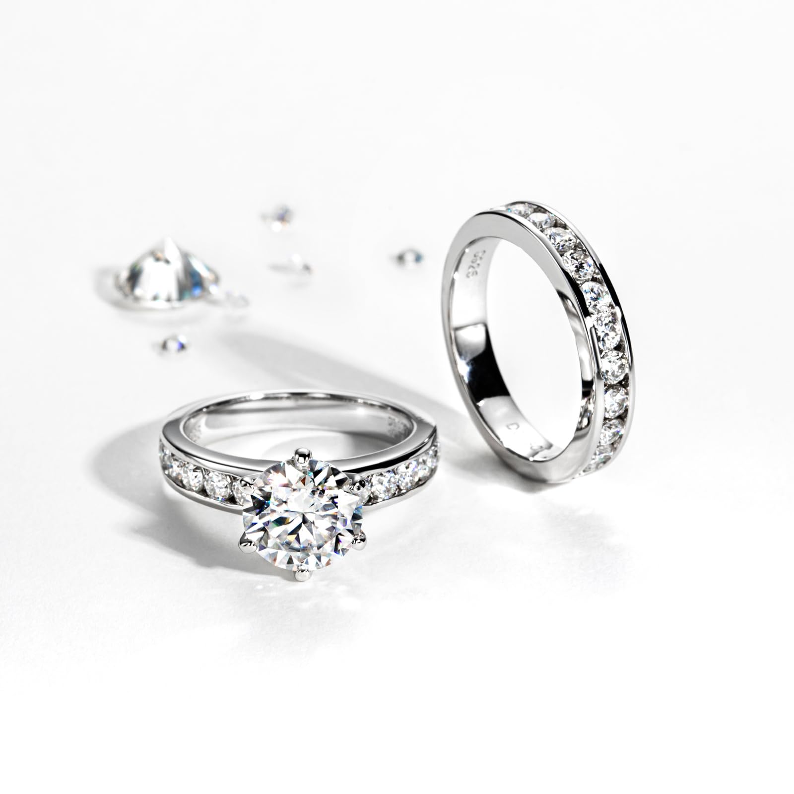 Moissanite Wedding Rings Bridal Sets - 4.48CTTW D Color VVS1 Round Cut 925 Sterling Silver Engagement Rings & Wedding Band for Women - Perfect for Proposals, Anniversaries, and Bridal Jewelry Gifts
