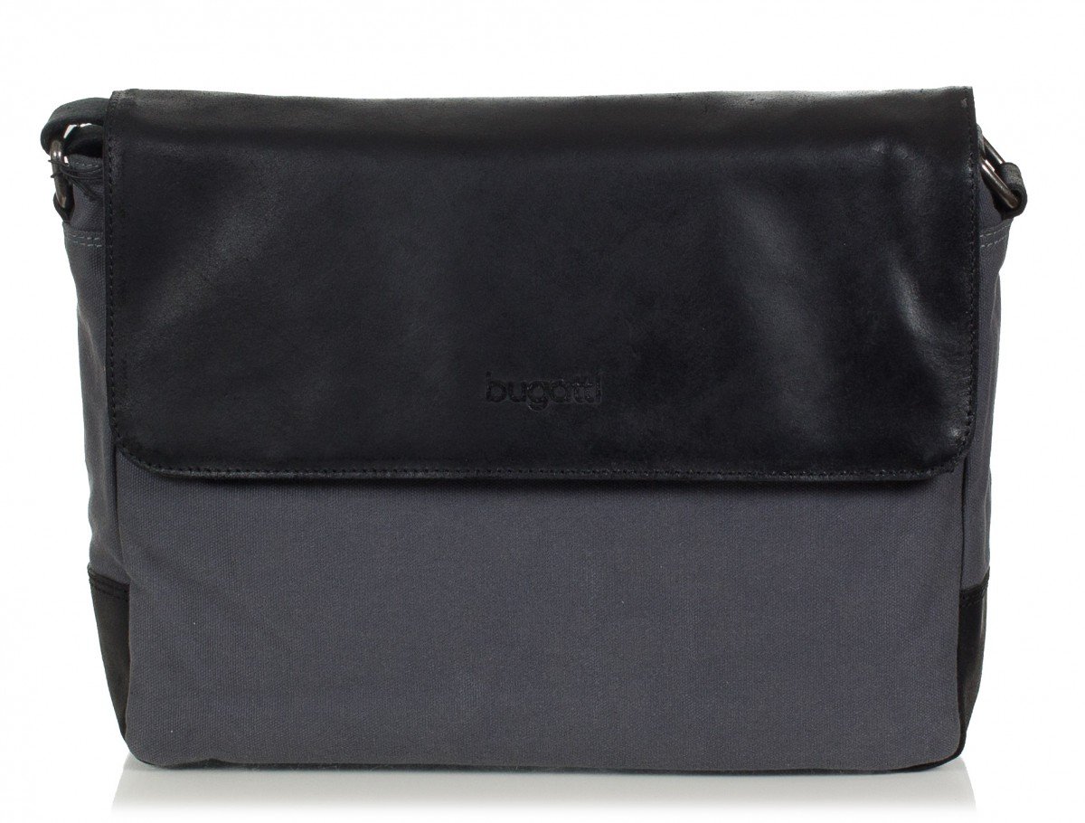 Bugatti Urbano Messenger Bag - 35cm Medium Size in Anthracite - Stylish & Durable Crossbody Bag for Work, Travel & Everyday Use