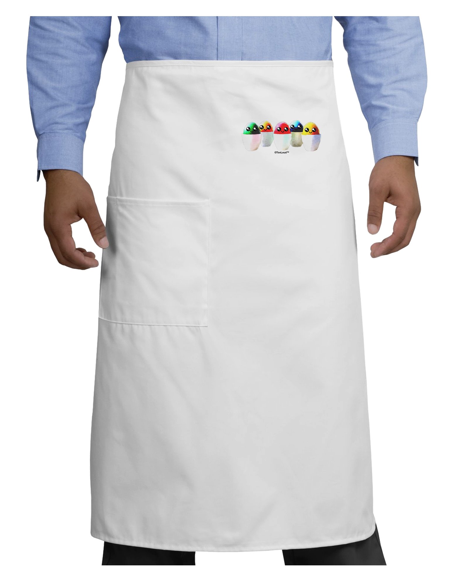 TooLoud Kawaii Easter Eggs Print - No Text Adult Bistro Apron for Cooking, Baking & Hosting - Cute Kitchen Apron for Women & Men