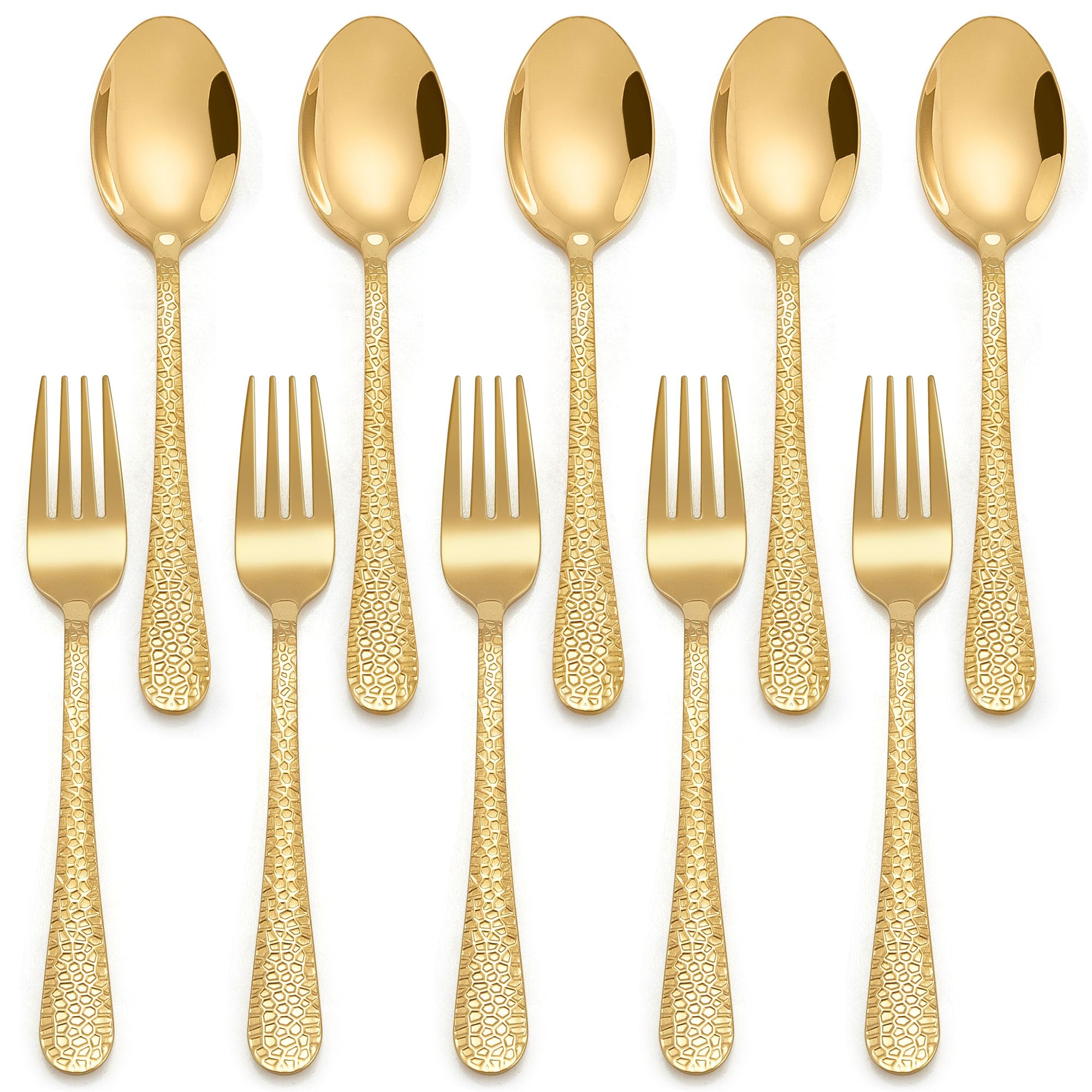 E-far 10-Piece Stainless Steel Toddler Forks and Spoons Set - Safe, Non-Toxic Kids Utensils for Self Feeding - BPA-Free Baby Silverware for Home, Travel & Daycare Use