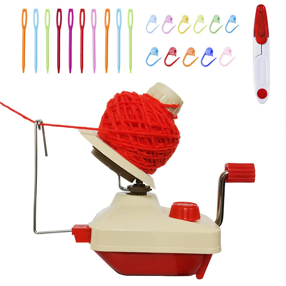 Premium Yarn Ball Winder & Swift Combo Set - Easy Installation for Knitting & Crochet Yarn Storage - Includes 1 Scissors & 20 Stitch Knitting Needles - Perfect for Home Crafting, DIY Projects & Yarn Organization