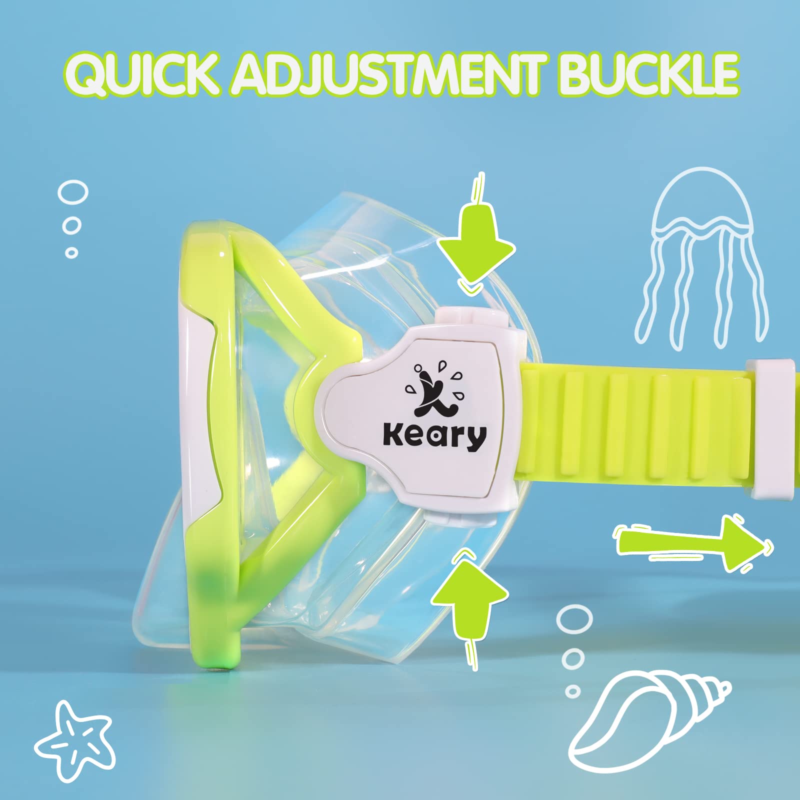 Keary Kids Swim Goggles with Nose Cover - Anti-Fog Swimming Mask for Boys & Girls Ages 5-15 - UV Protection Pool & Beach Swim Glasses for Safe Water Play, Snorkeling & Swimming Lessons