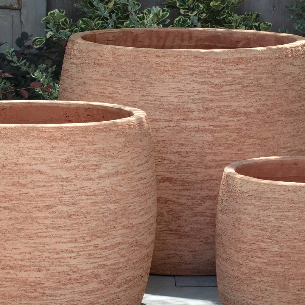 Campania International Denali Terra Cotta Planter Set of 3 - Outdoor Garden Decor for Patio, Balcony & Home Décor