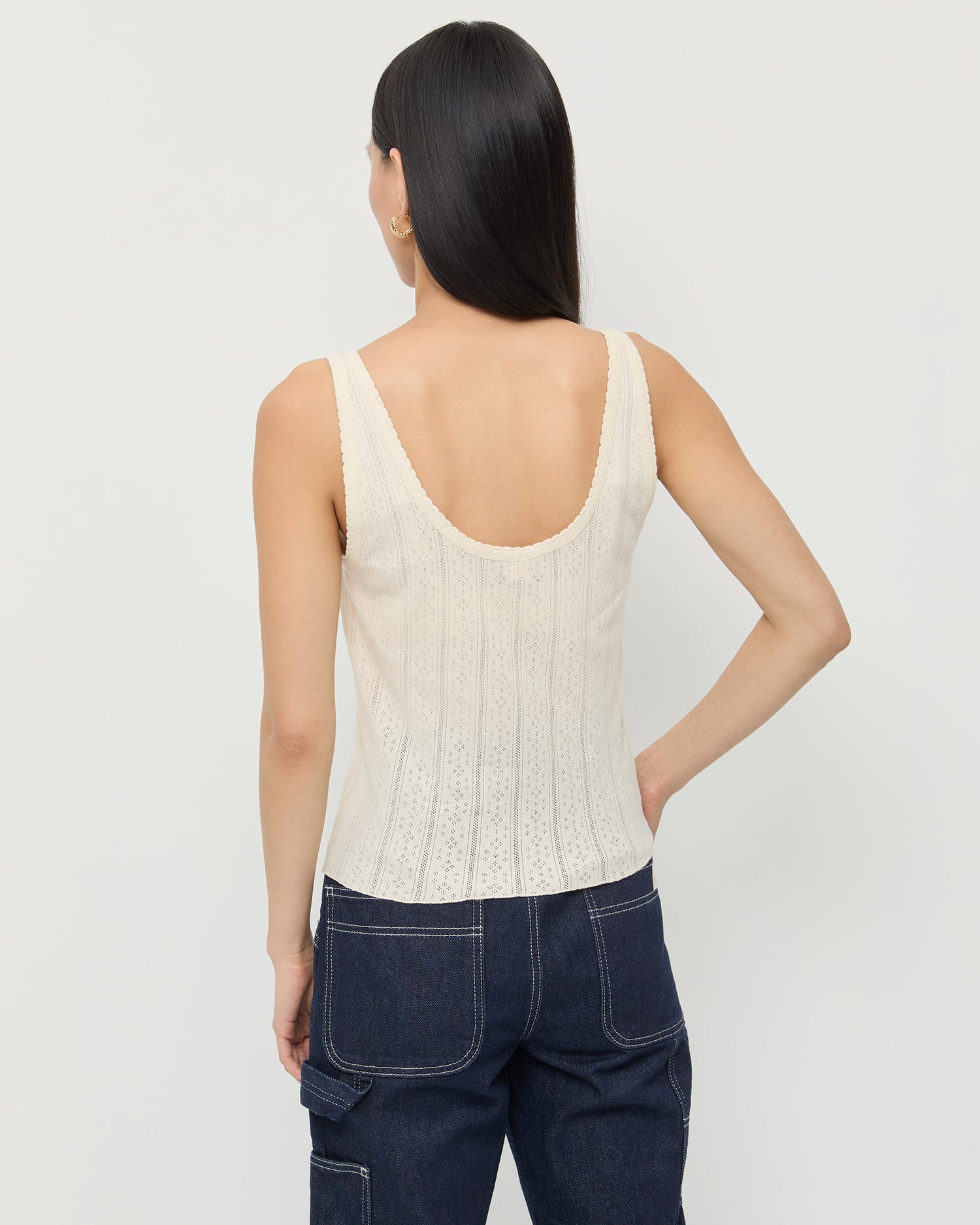 Rylee Pointelle Tank Top for Women - Breathable Lace Knit Summer Camisole - Perfect for Casual Wear, Beach Outfits & Layering