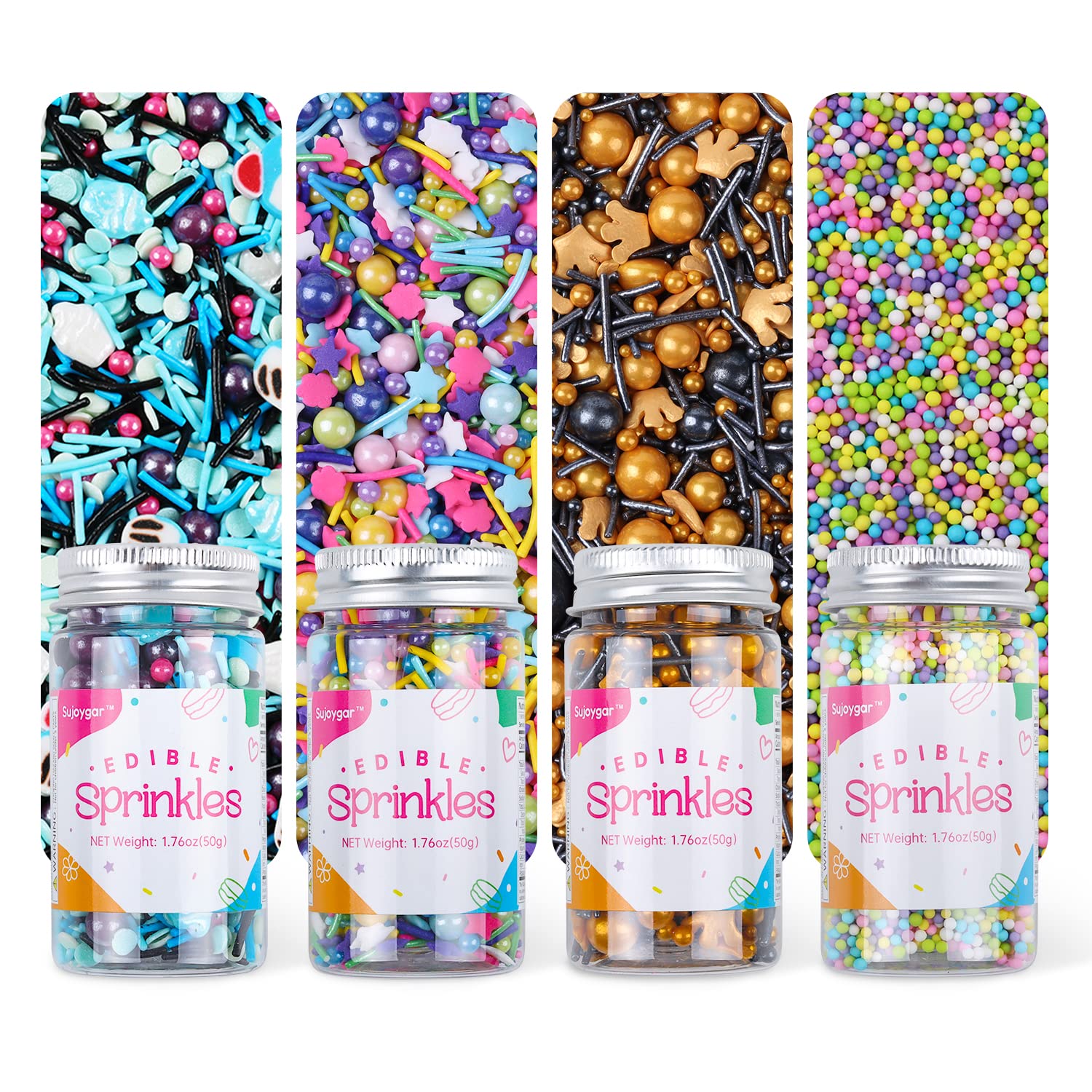 Edible Sprinkles for Baking - Food Grade Cookie & Cake Decorations (50g Bottle) | Perfect for Cupcake Toppers, Birthday Cakes, and DIY Dessert Decorating