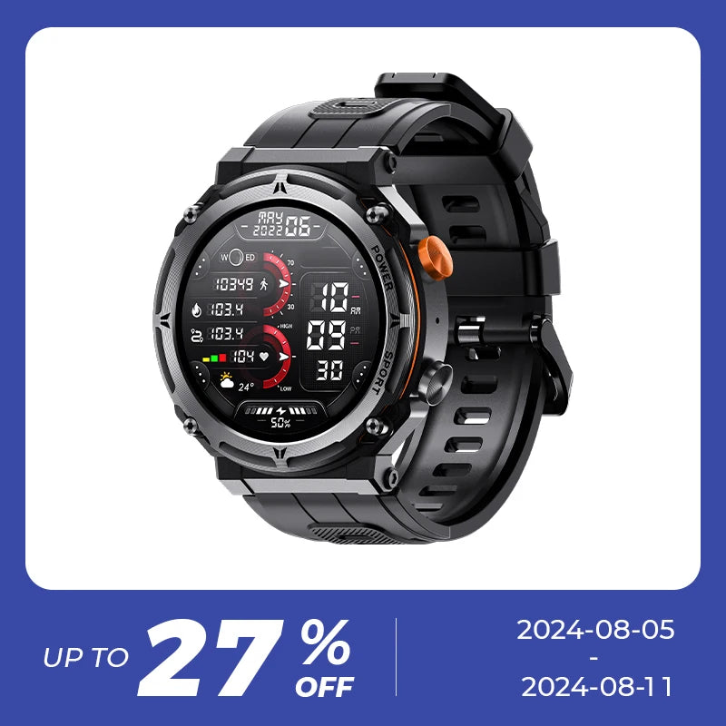Waterproof IP68 Smartwatch with 1ATM Rating - Fitness Tracker, Heart Rate Monitor & Sleep Tracking for Swimming, Running & Outdoor Activities