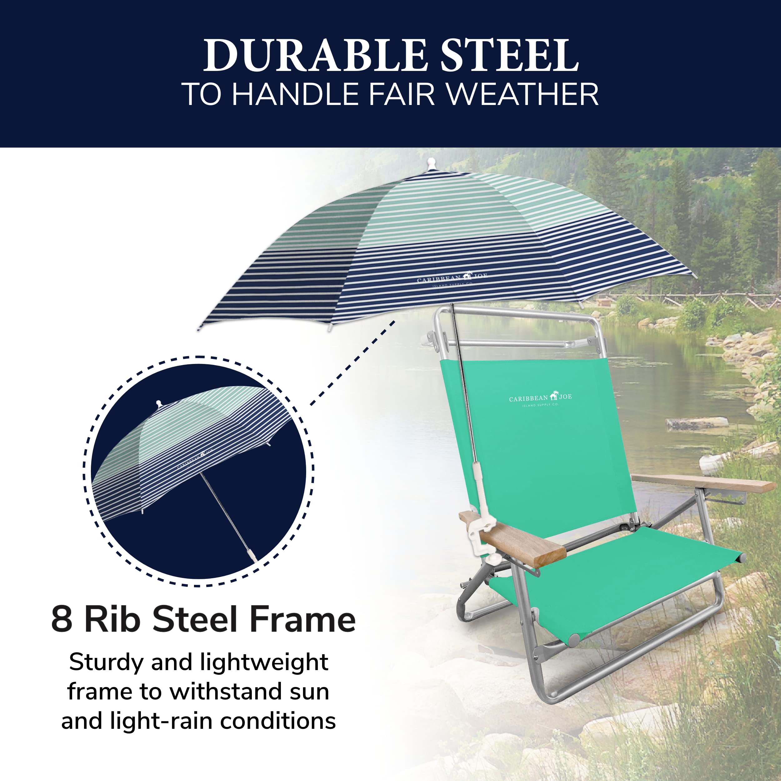 48 Inch Adjustable Universal Clamp-On Beach Umbrella with UV Protection - Perfect for Chairs, Loungers, and Outdoor Relaxation
