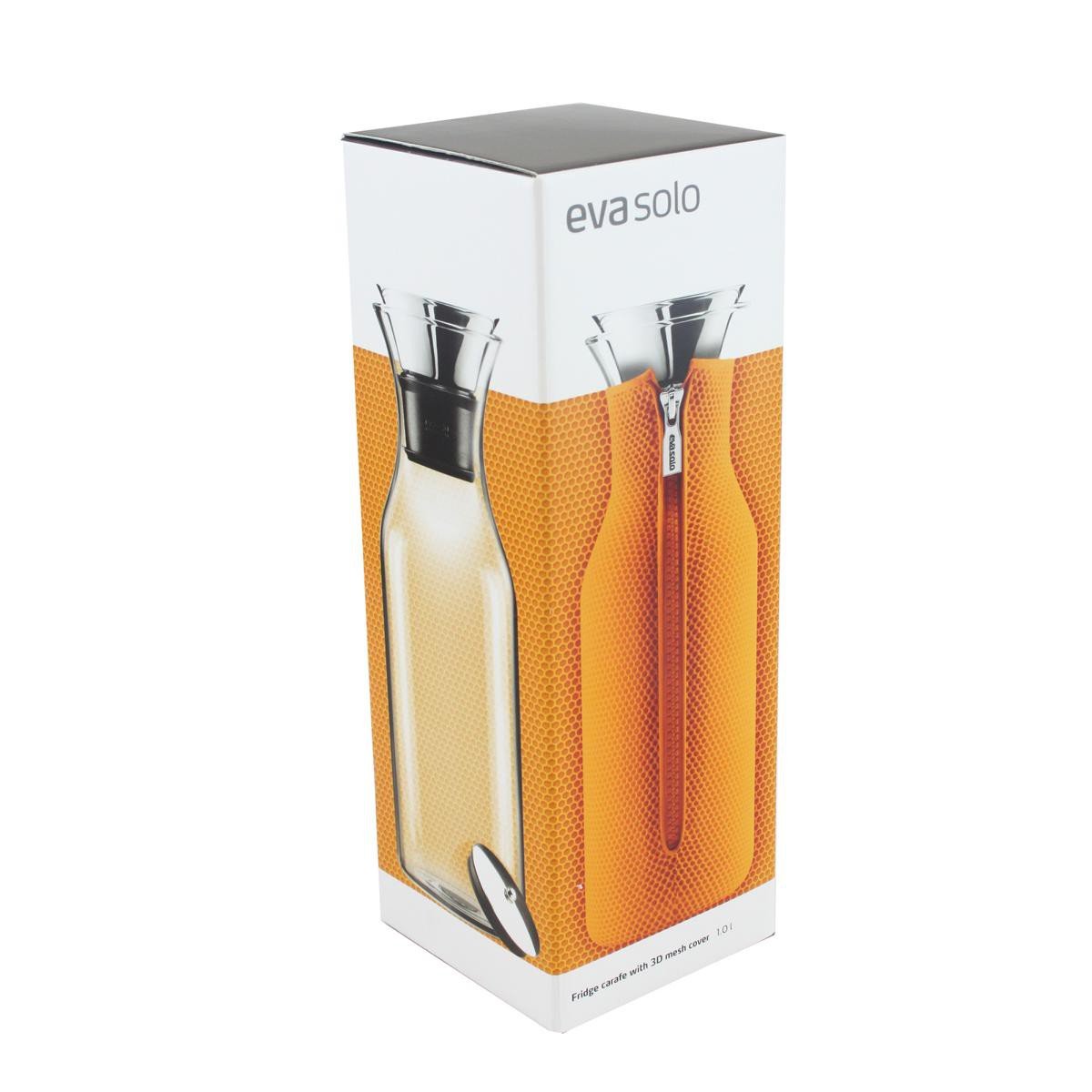 Eva Solo Mesh Fridge Carafe with Infuser - 34oz Orange Water Pitcher for Fresh Fruit Infused Water | Perfect for Kitchen, Office & Outdoor Activities