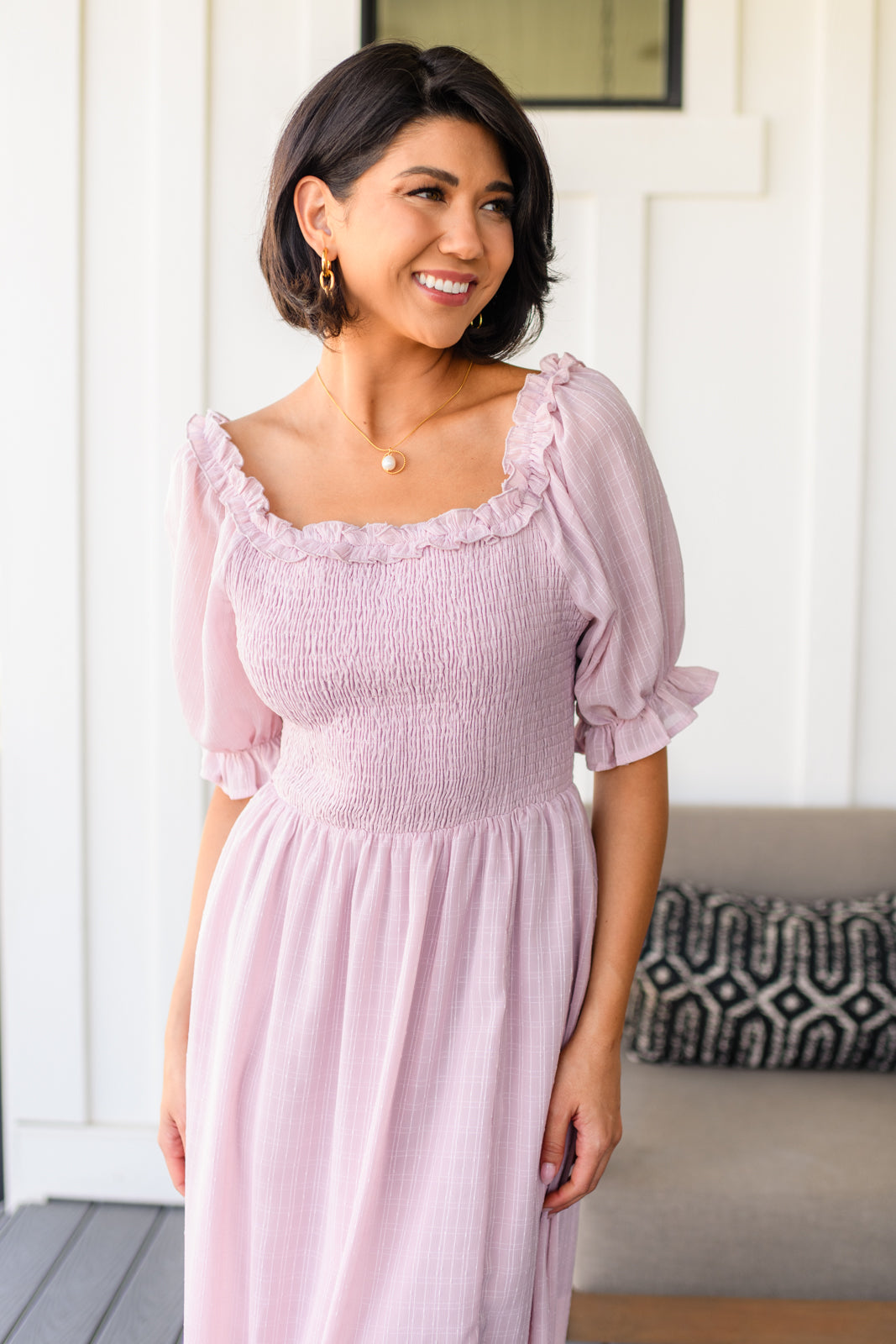 Midday Stroll Dress - Women's Casual Summer Flowy Midi Dress for Beach, Brunch & Outdoor Activities