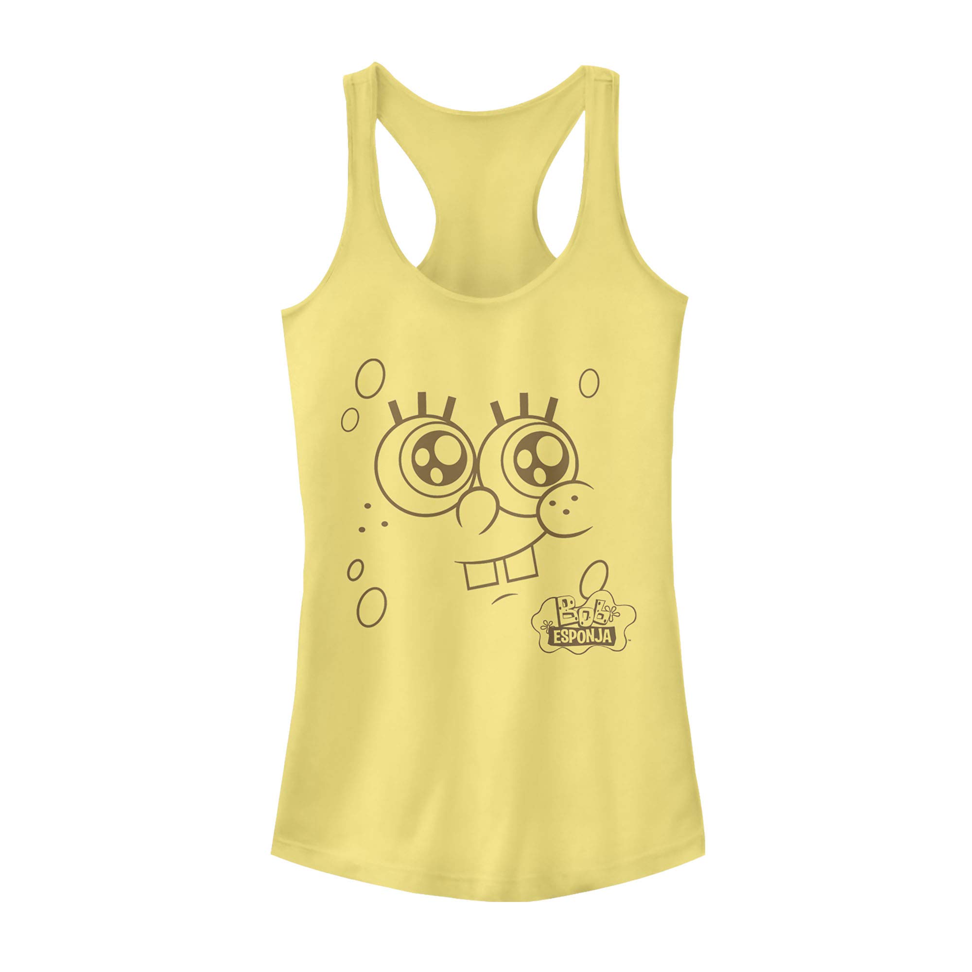 Spongebob Squarepants Smiling Face Racerback Tank Top for Kids - Fun Cartoon Graphic Tee for Boys & Girls - Perfect for Summer, Beach, and Casual Wear